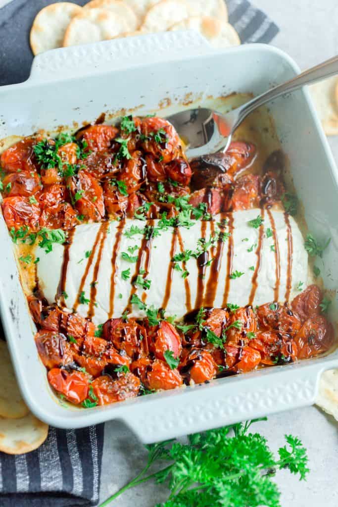 Baked Goat Cheese Dip with Roasted Tomatoes