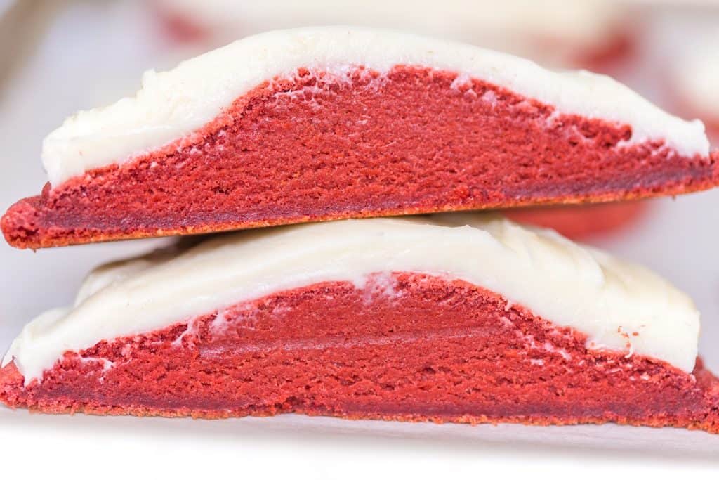 Giant Red Velvet Cookies with Cream Cheese Frosting