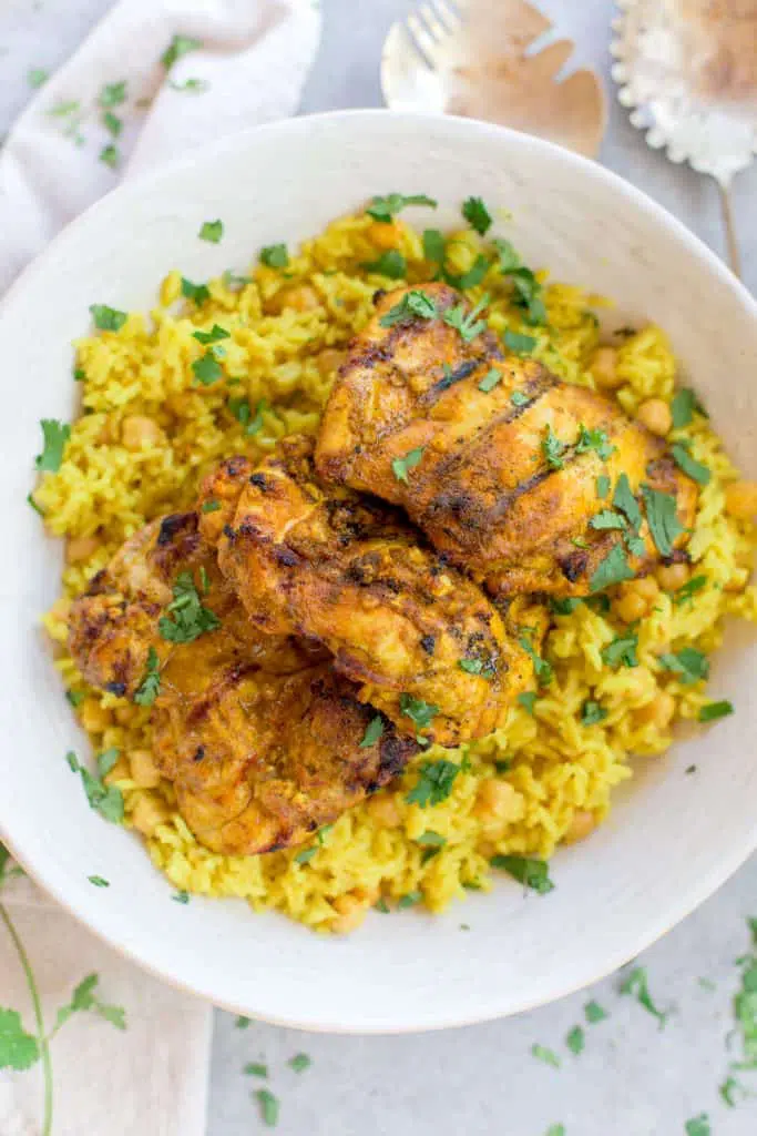 Grilled Curry Chicken with Turmeric Rice