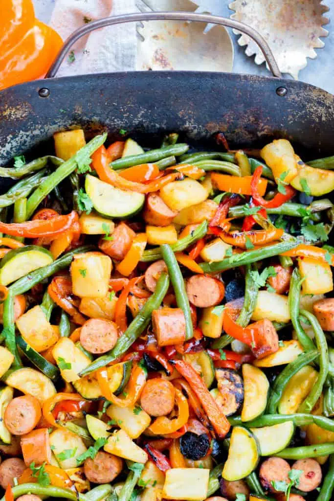 Grilled Hawaiian Sausage and Vegetables