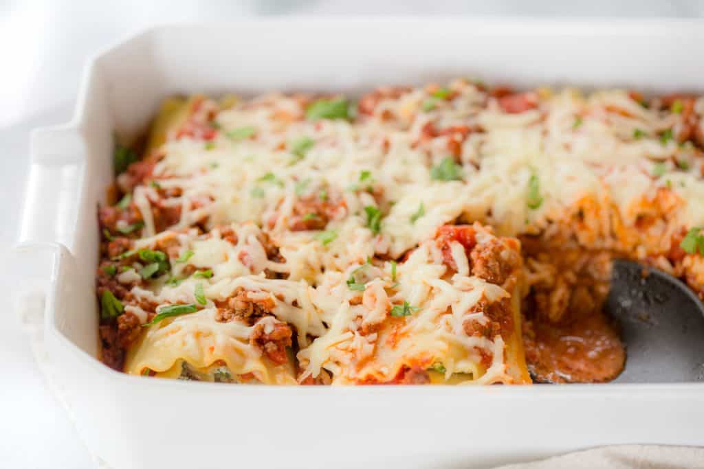 Lasagna Roll Ups with Meat Sauce