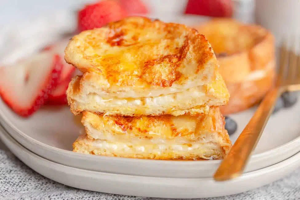 Cream Cheese Stuffed French Toast with Maple Syrup