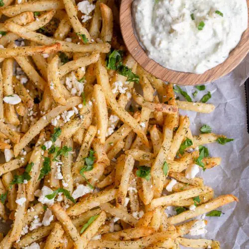Greek Fries with Feta Sauce