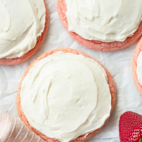 Strawberry Cookies with Cream Cheese Frosting