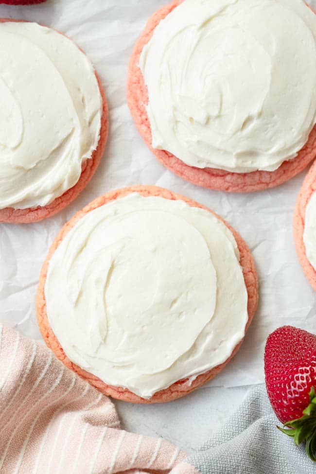 Strawberry Cookies with Cream Cheese Frosting