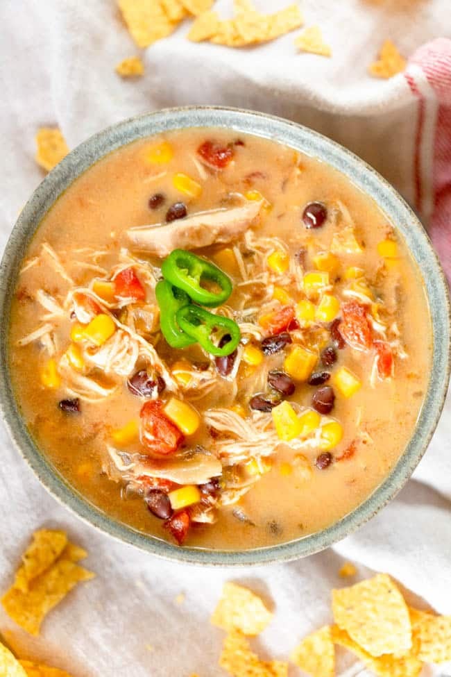 Slow Cooker Creamy Chicken Tortilla Soup | greens & chocolate