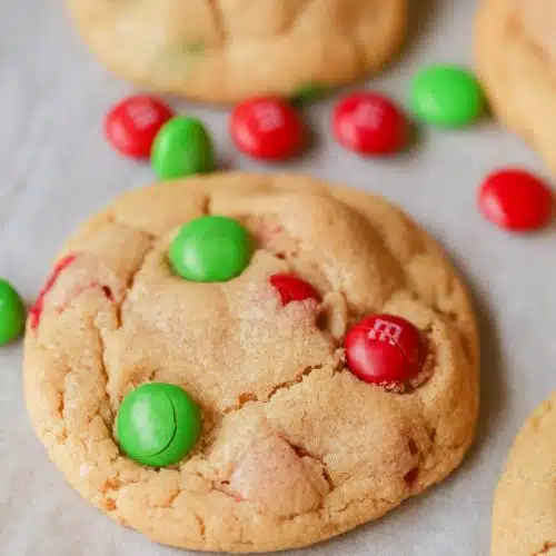 Christmas Peanut Butter M&M Cookies