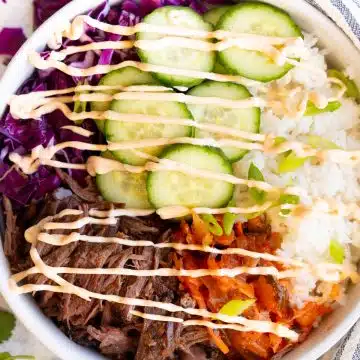 Slow Cooker Korean Beef Burrito Bowls