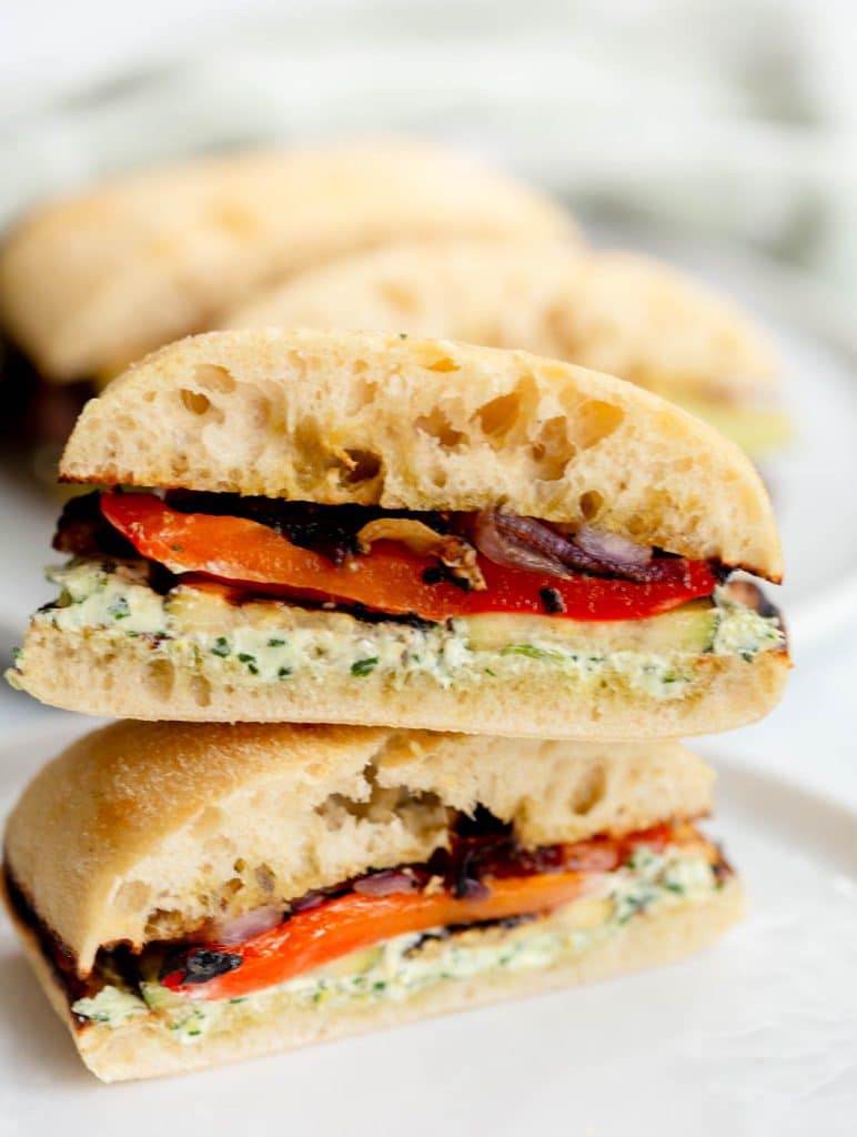 Grilled Vegetable Sandwiches with Whipped Basil Goat Cheese