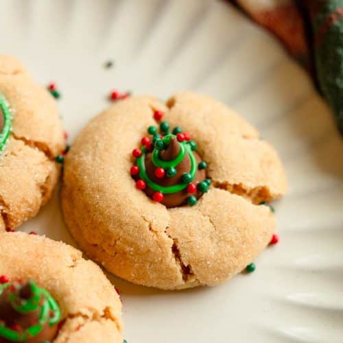 Christmas Tree Peanut Butter Blossoms