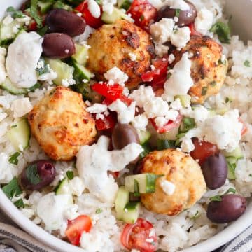 Greek Chicken Meatball Bowls