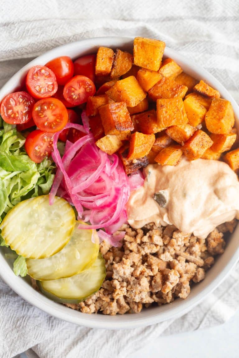 High Protein Turkey Burger Bowls