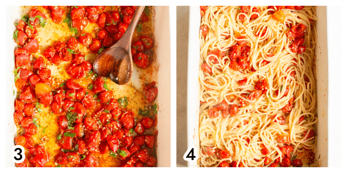 Step by step photos of making Roasted Tomato Pasta.