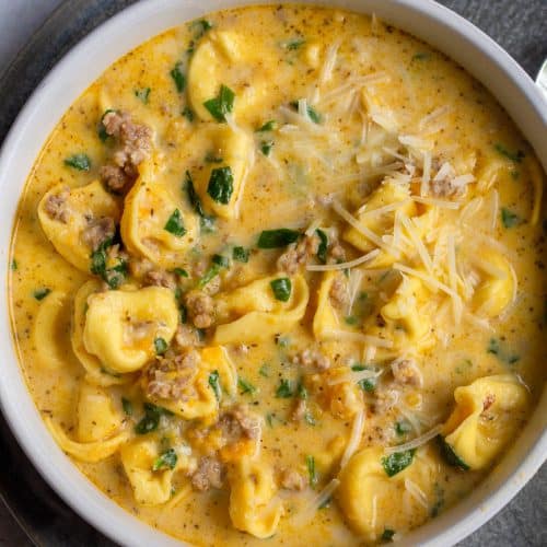 Creamy Butternut Squash and Sausage Tortellini Soup