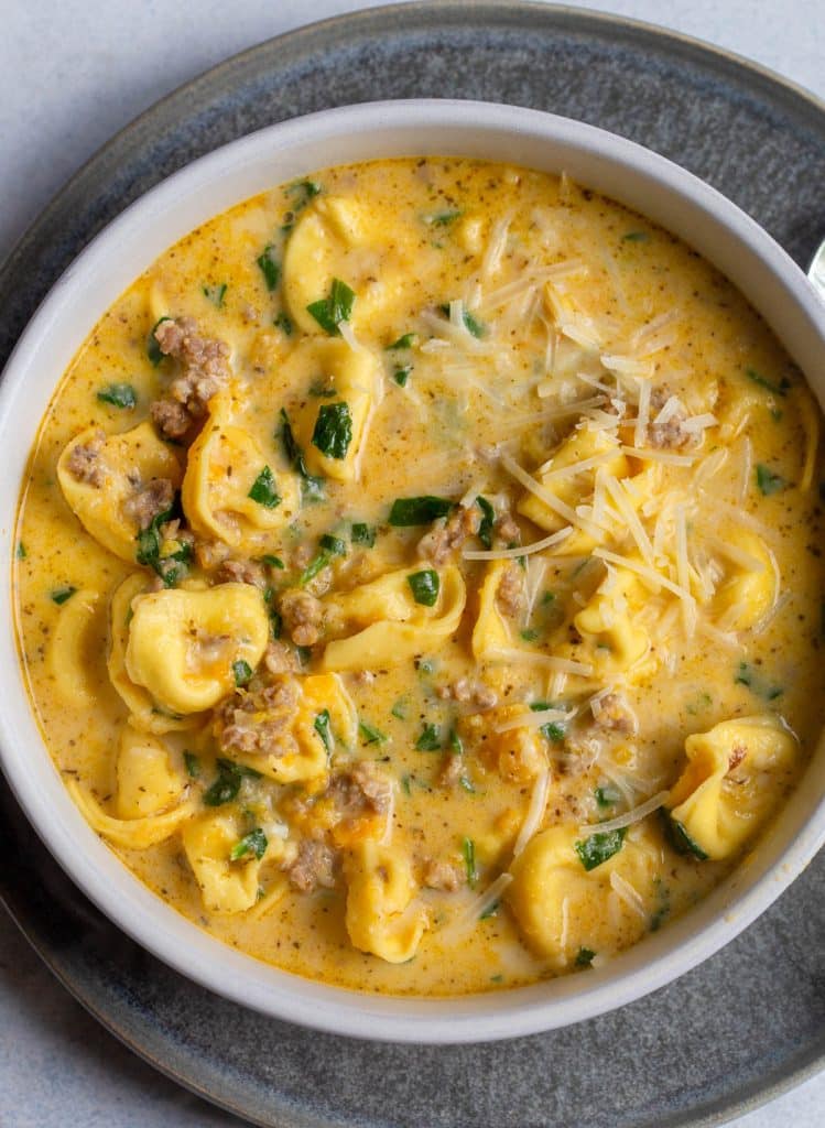 Creamy Butternut Squash and Sausage Tortellini Soup