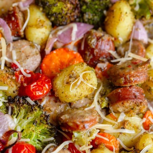 Sheet Pan Pesto Gnocchi and Sausage