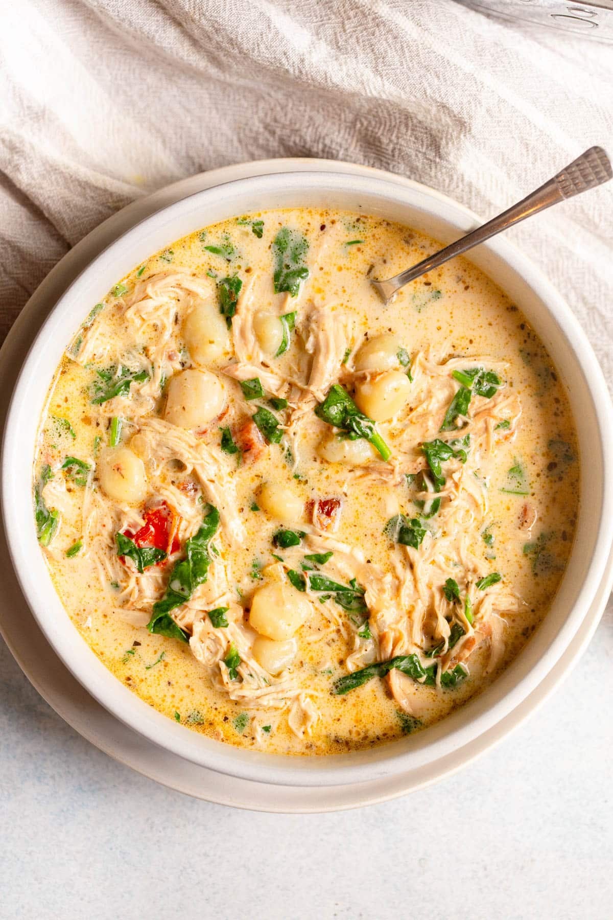 Slow Cooker Tuscan Chicken Gnocchi Soup