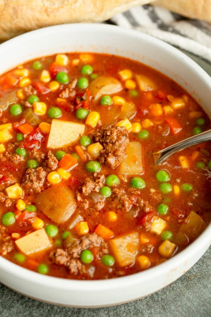 Slow Cooker Ground Beef and Vegetable Soup | Greens & Chocolate