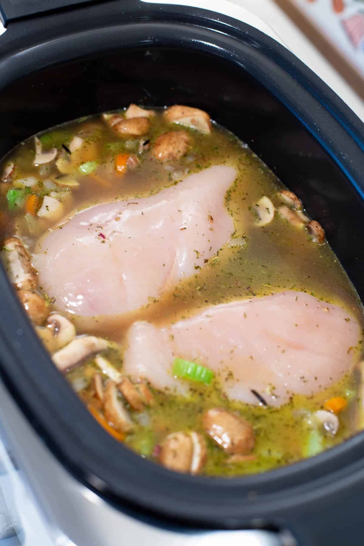 Crock Pot Chicken and Mushroom Wild Rice Soup process photo