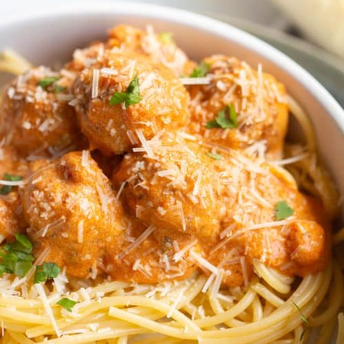 Crockpot Marinara Alfredo Meatballs