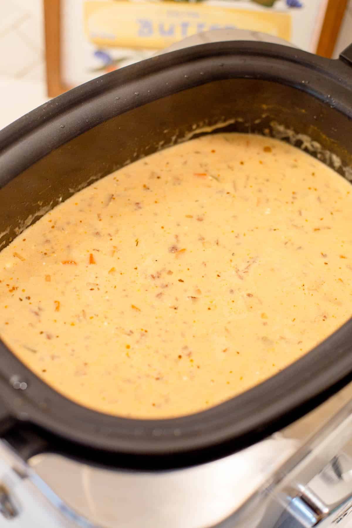 Slow Cooker Cheeseburger Soup process photo