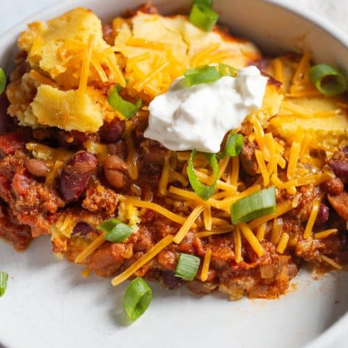 Slow Cooker Chili Cornbread Casserole