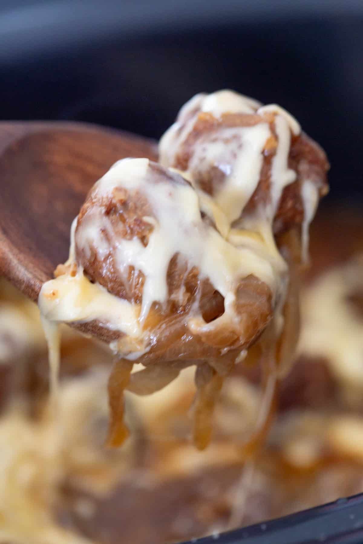 Slow Cooker French Onion Meatballs